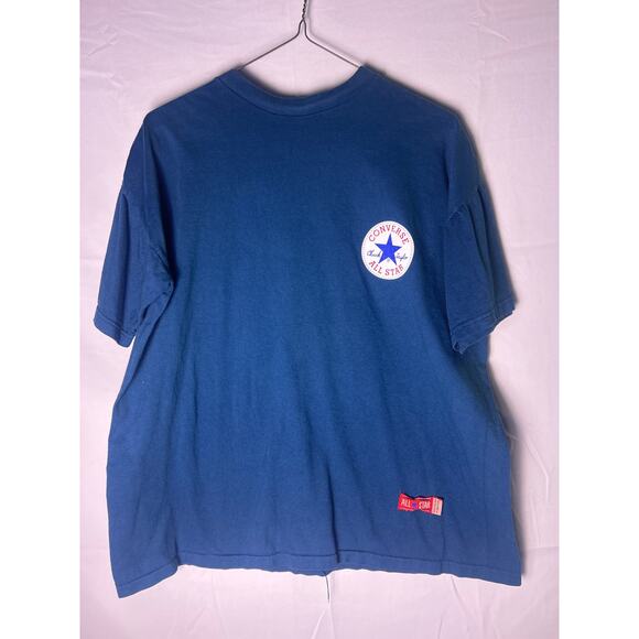 Vintage '94 Converse All Star Blue/Green Crew Neck Short Sleeve Shirt Mens Large - Picture 1 of 2